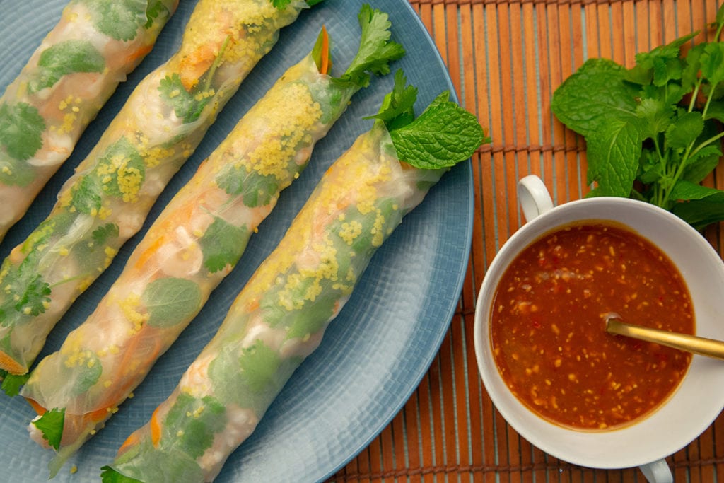 Couscous Prawn Rice Paper Rolls