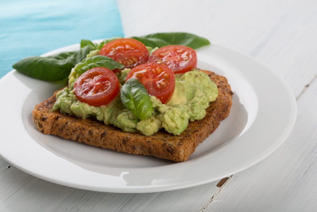 Avocado and cherry tomatoes on toast