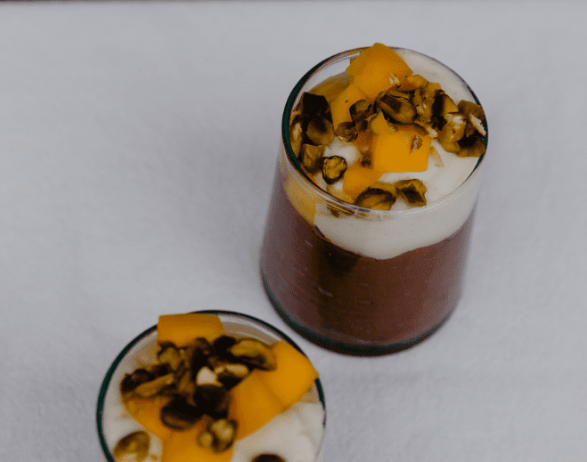 #Avopartyanyway – Avocado chocolate mousse with whipped coconut cream, mango and pistachio