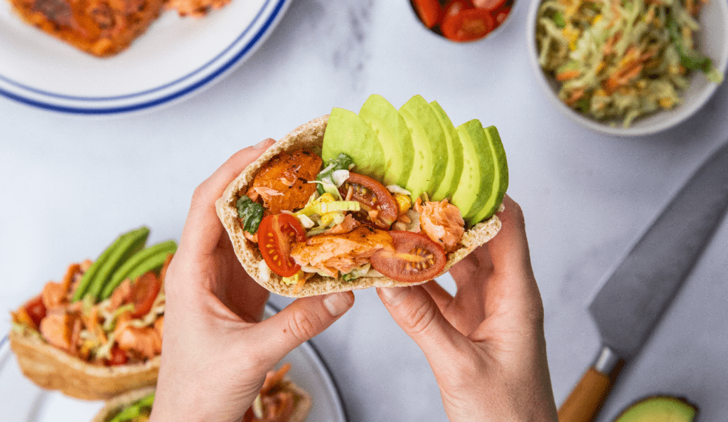 Salmon Avocado Salad Pita Pockets