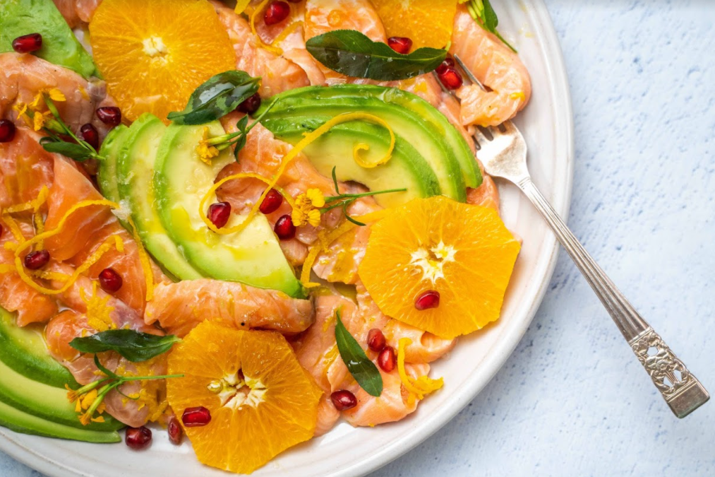 Salmon Carpaccio with Tarragon, Avocado & Orange