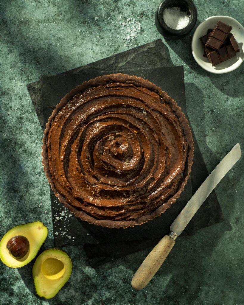 Vegan chocolate avocado pie