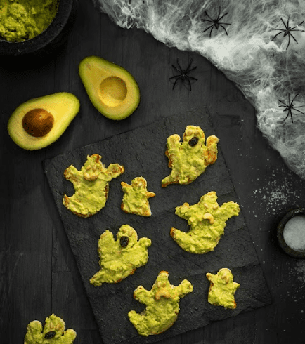 Halloween avocado ghosts