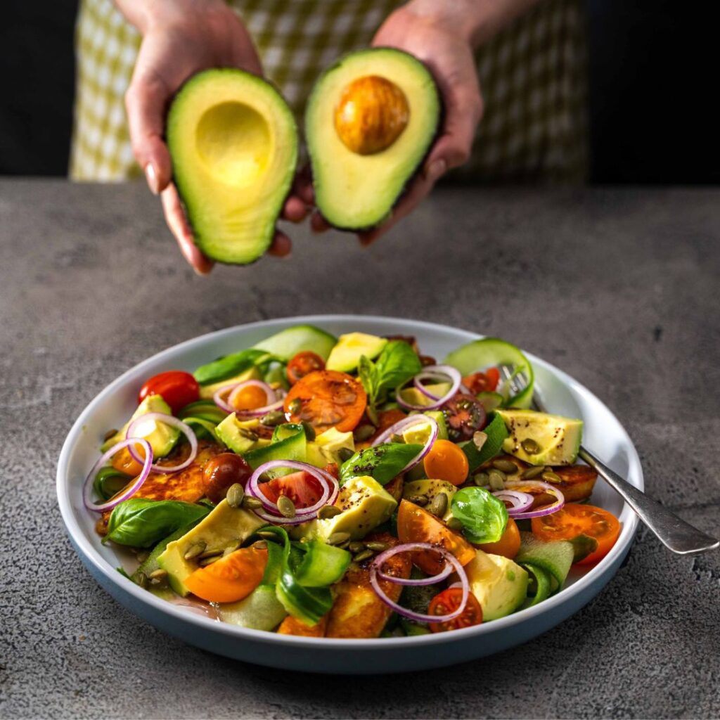 Fresh avocado and tomato salad