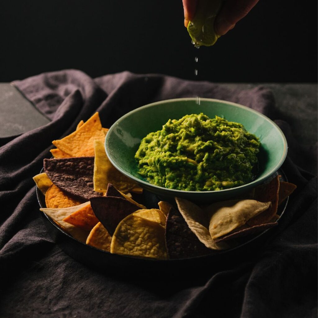 Avocado, summer pea & green banana guacamole