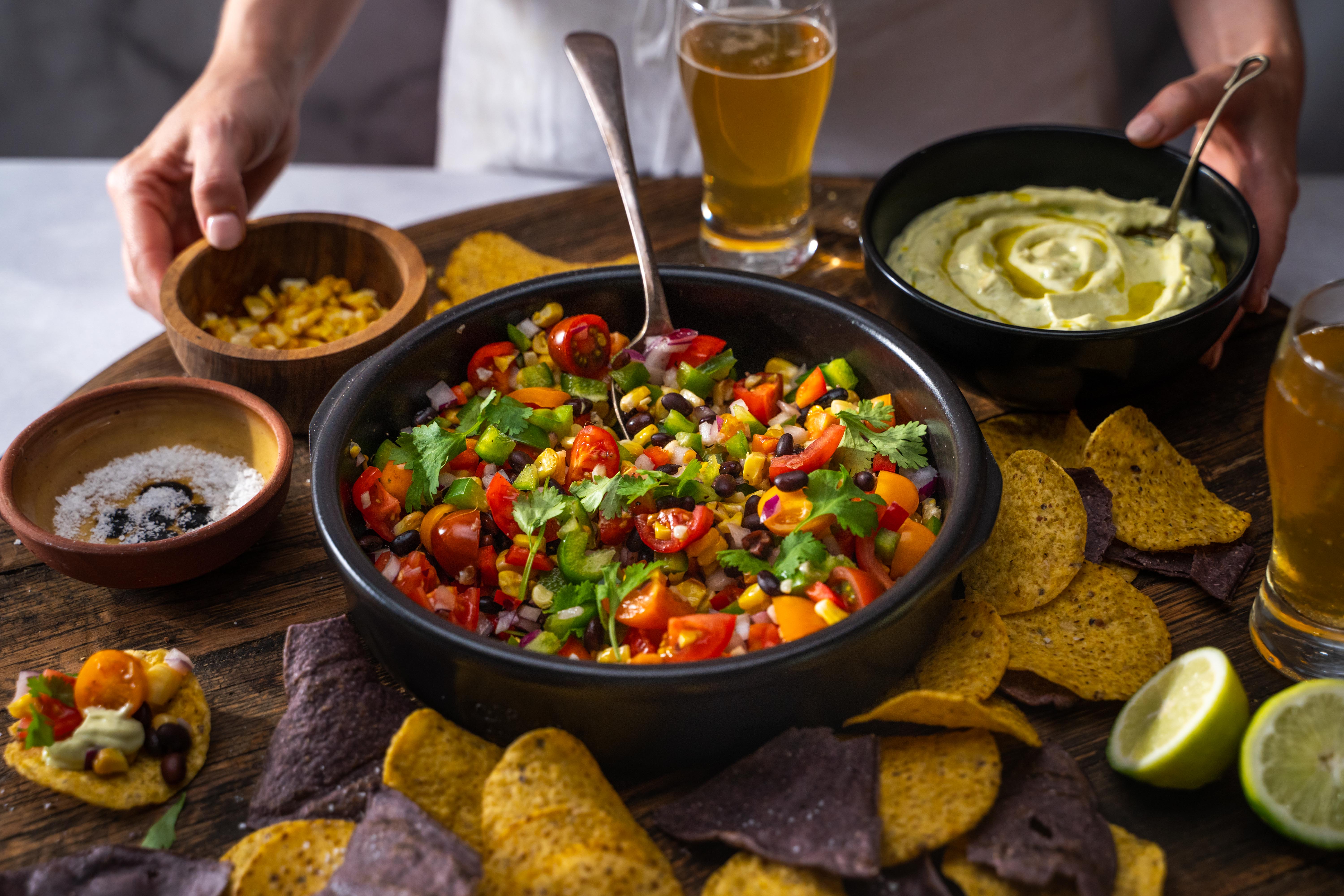 Mexican Avocado salad with avocado sour cream